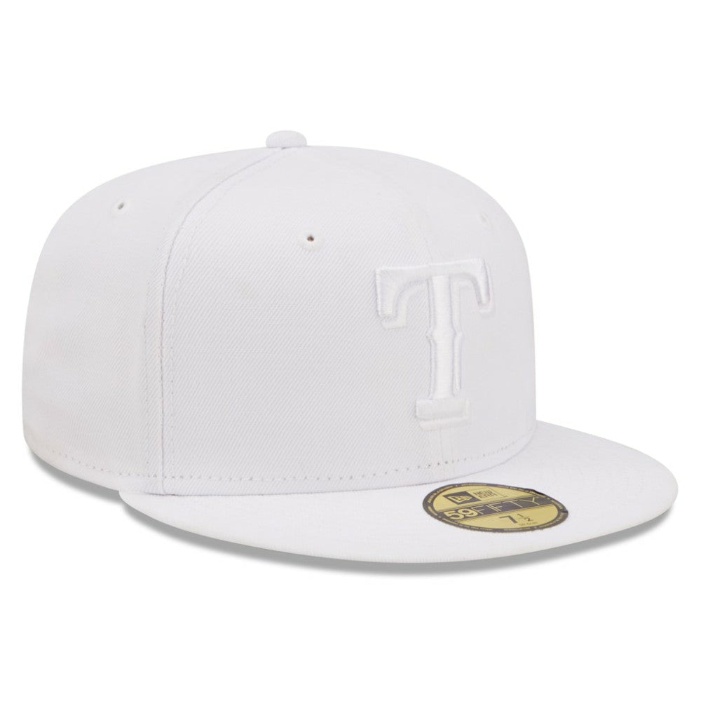 Texas Rangers New Era White on White 59FIFTY Fitted Hat Hats - MLB