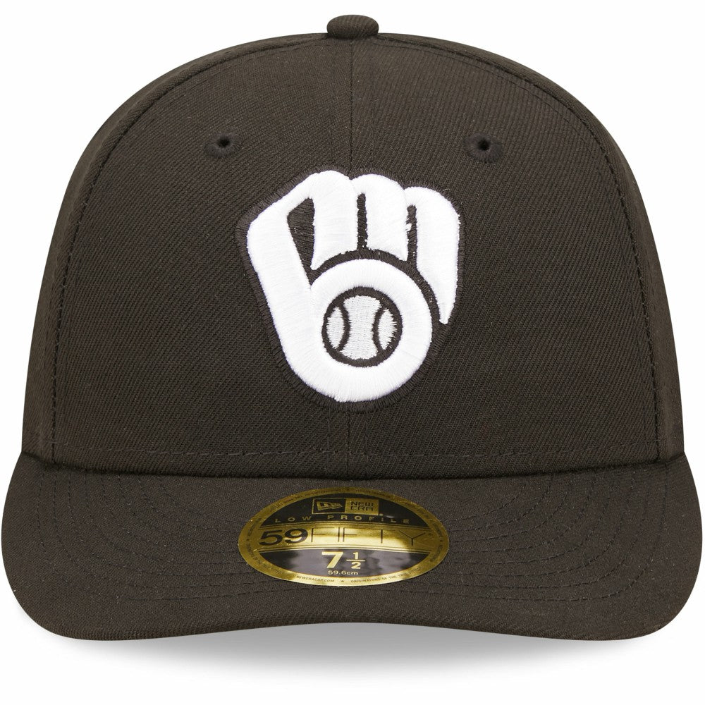 Milwaukee Brewers New Era Black & White Low Profile 59FIFTY Fitted Hat Hats - MLB