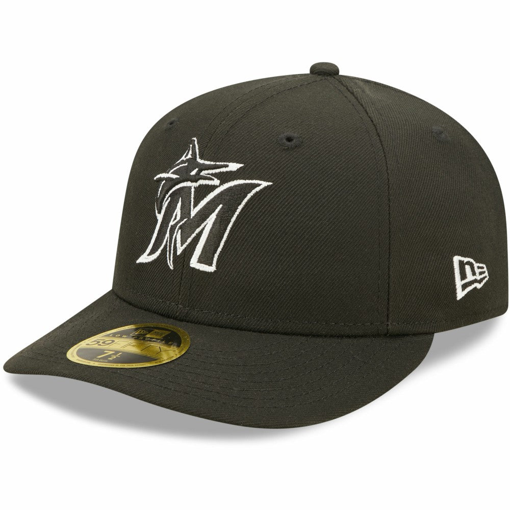 Miami Marlins New Era Black & White Low Profile 59FIFTY Fitted Hat Hats - MLB
