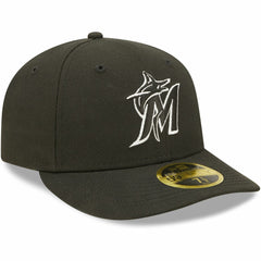 Miami Marlins New Era Black & White Low Profile 59FIFTY Fitted Hat Hats - MLB