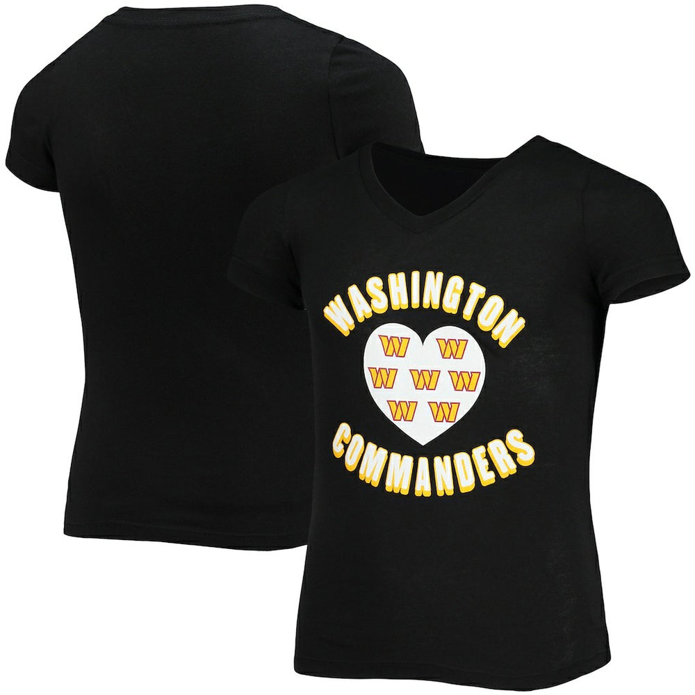 Washington Commanders New Era Girls Youth V-Neck T-Shirt Black | NFL