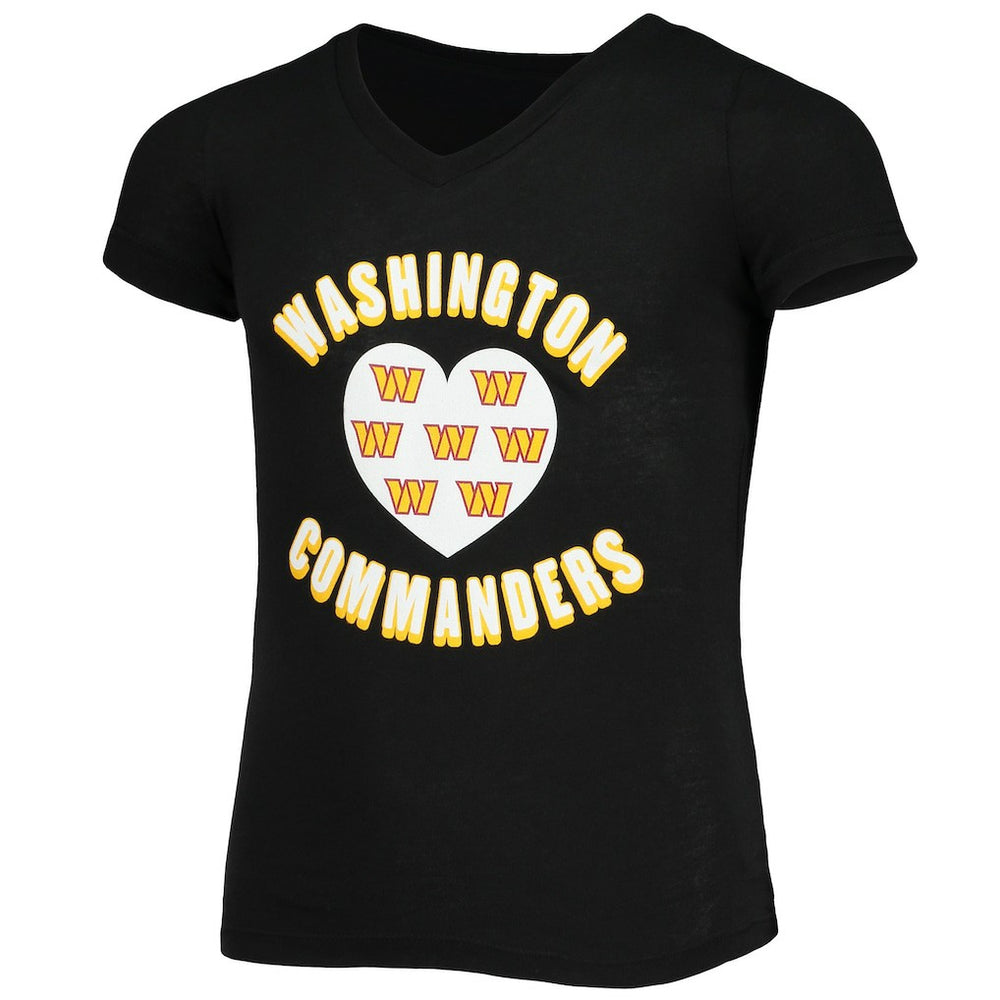 Washington Commanders New Era Girls Youth V-Neck T-Shirt Black | NFL