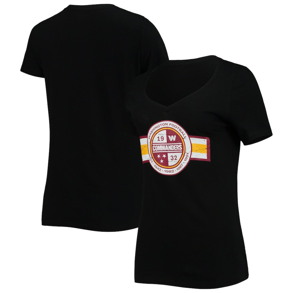 Washington Commanders New Era Women's V-Neck T-Shirt Black | NFL