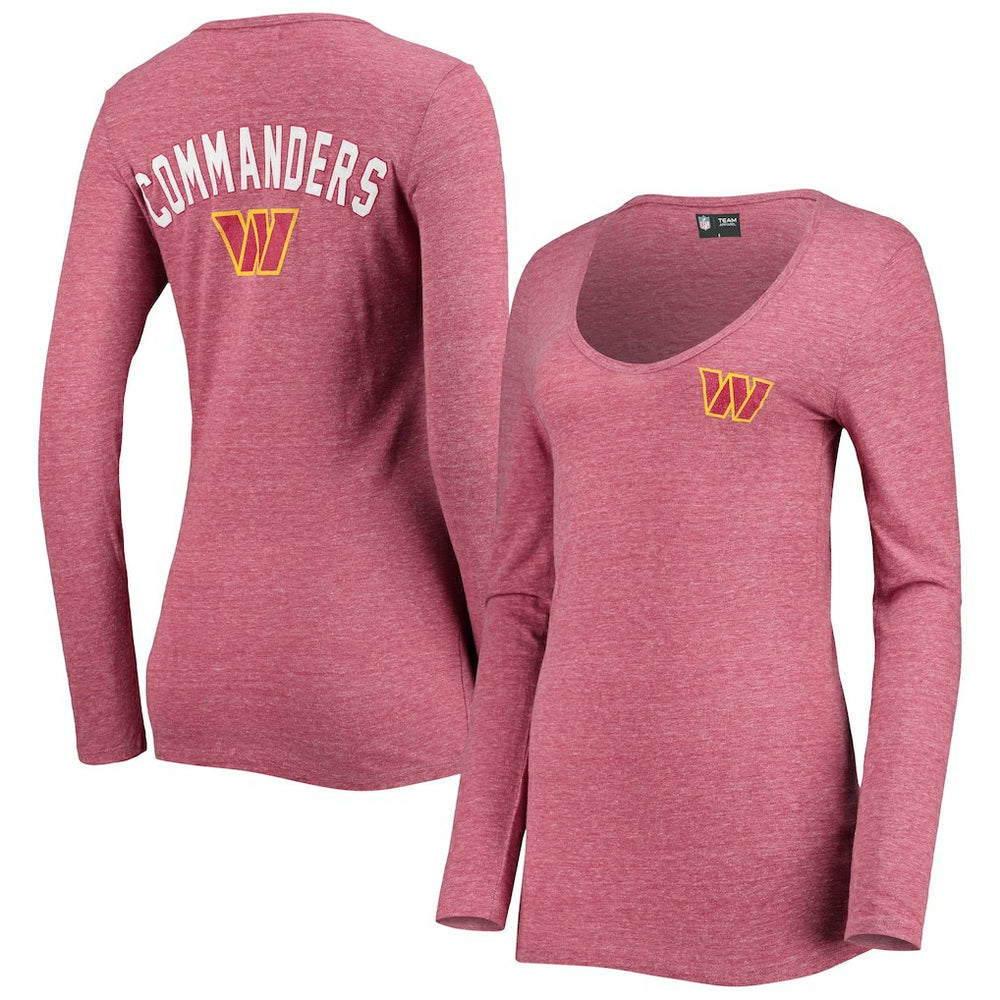 Washington Commanders New Era Women's Scoop Neck Tri-Blend Long Sleeve T-Shirt Burgundy | NFL
