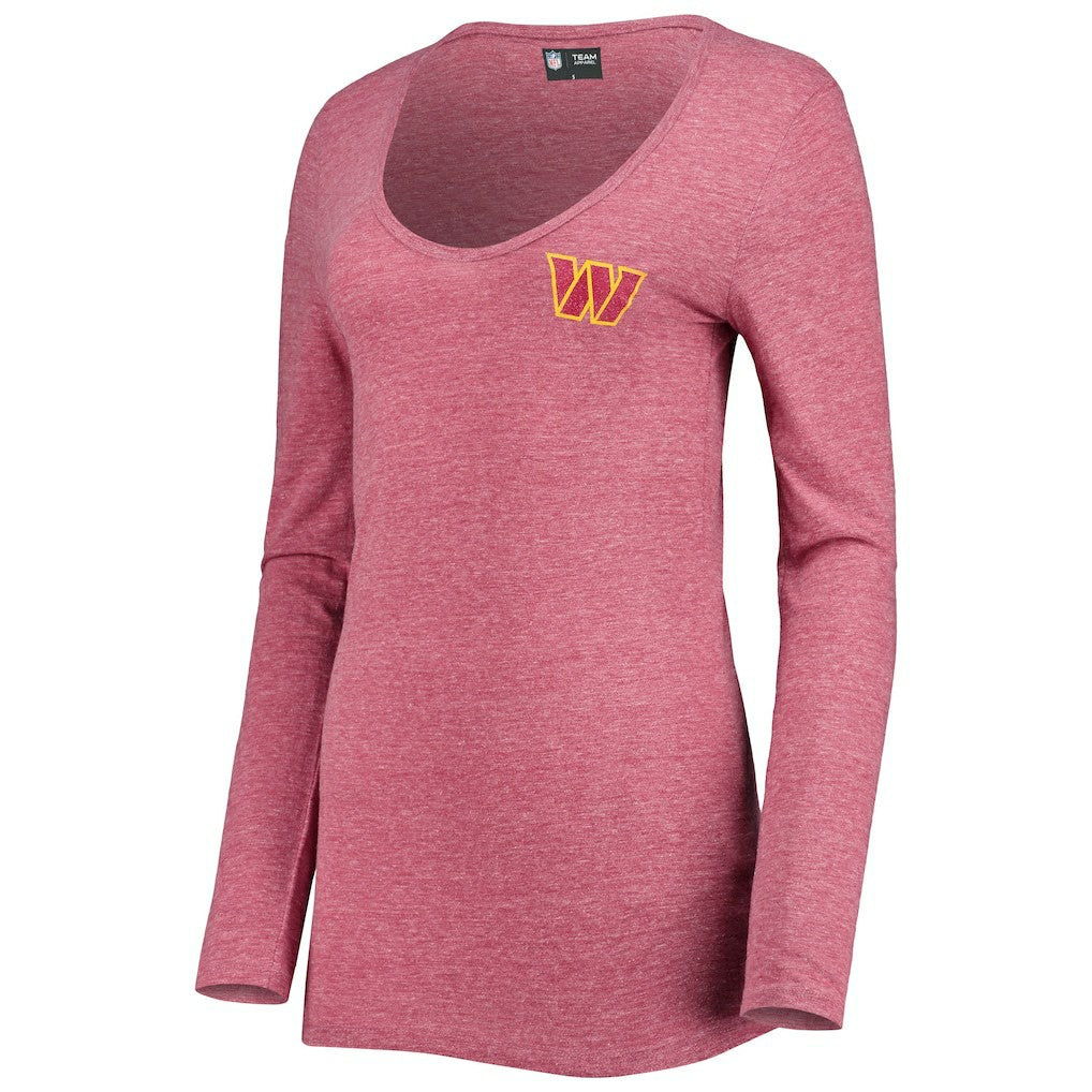 Washington Commanders New Era Women's Scoop Neck Tri-Blend Long Sleeve T-Shirt Burgundy | NFL