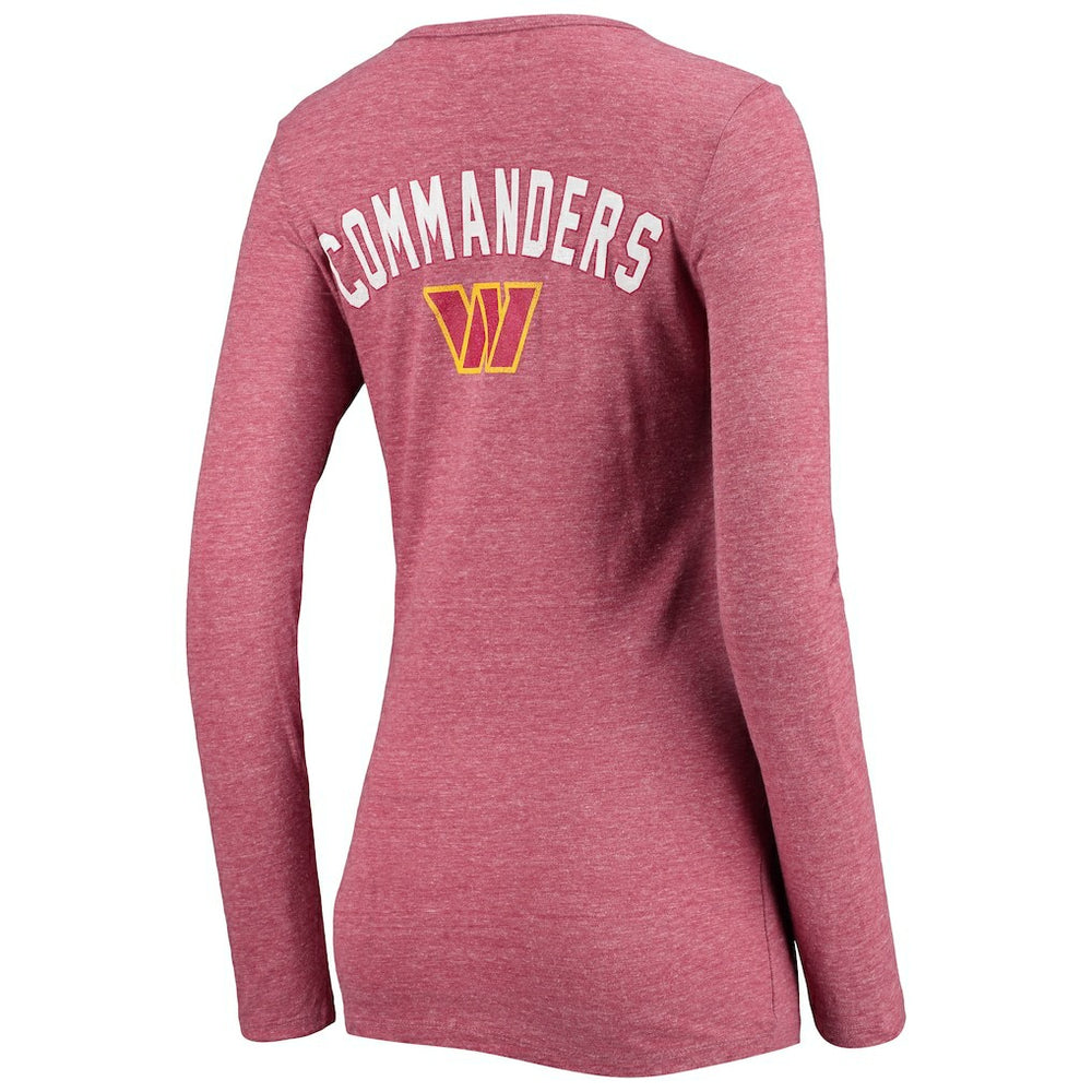 Washington Commanders New Era Women's Scoop Neck Tri-Blend Long Sleeve T-Shirt Burgundy | NFL
