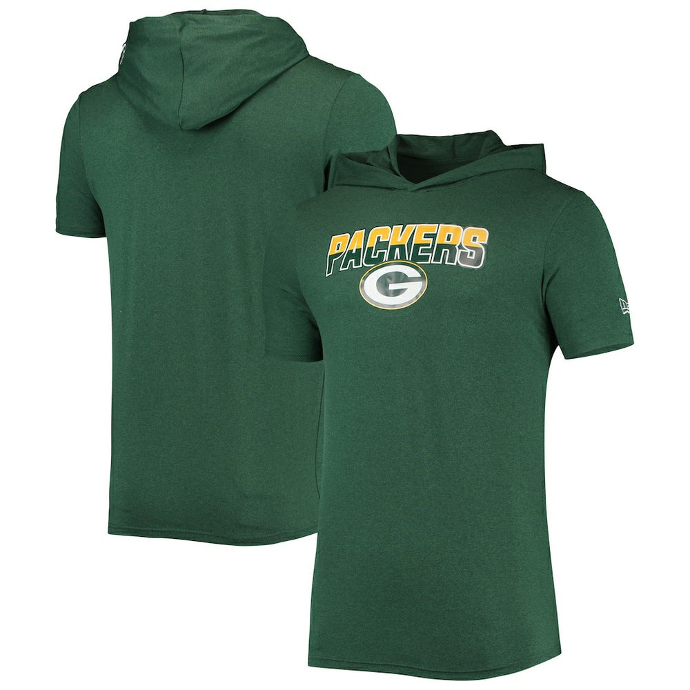 Green Bay Packers New Era Team Brushed Hoodie T-Shirt Heathered Green | NFL