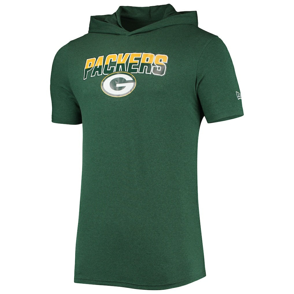 Green Bay Packers New Era Team Brushed Hoodie T-Shirt Heathered Green | NFL