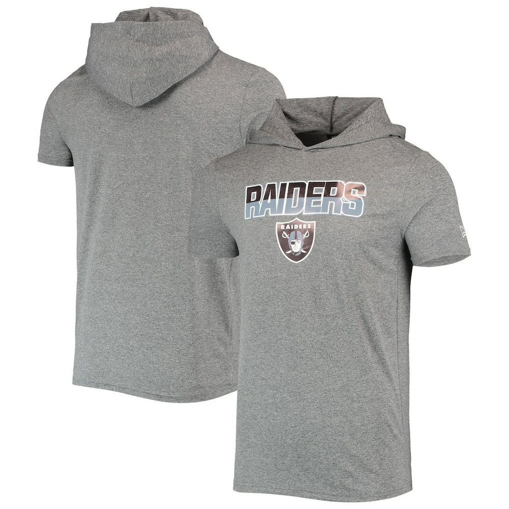 Las Vegas Raiders New Era Team Brushed Hoodie T-Shirt Heathered Gray | NFL