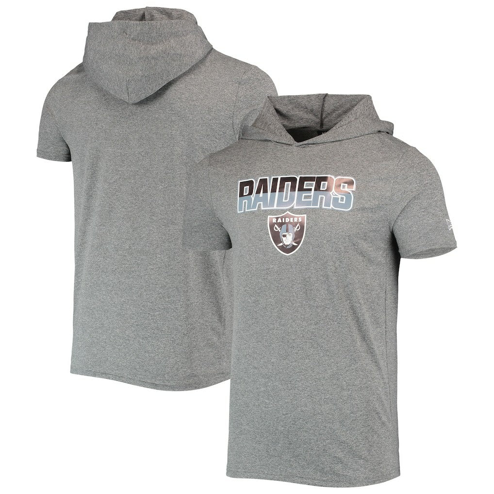 Las Vegas Raiders New Era Team Brushed Hoodie T-Shirt Heathered Gray | NFL