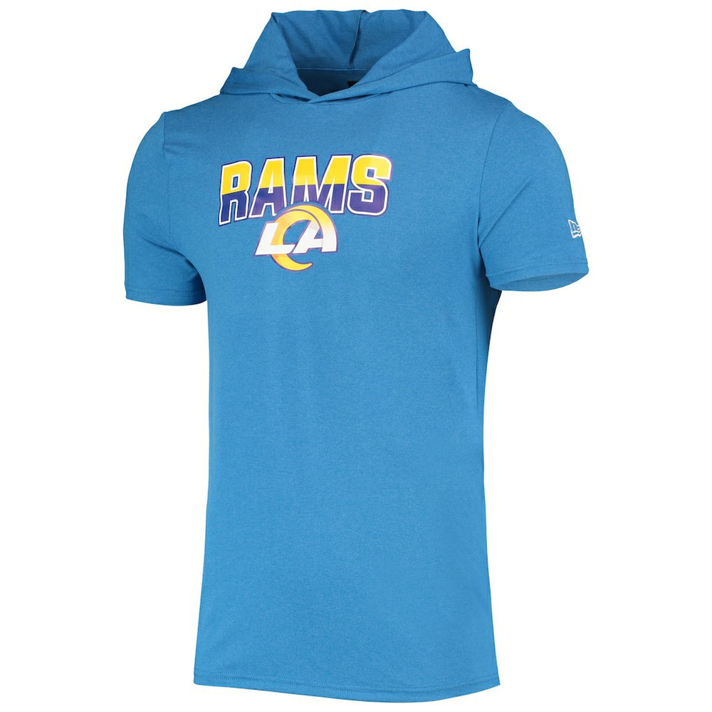 Los Angeles Rams New Era Team Brushed Hoodie T-Shirt Heathered Blue | NFL