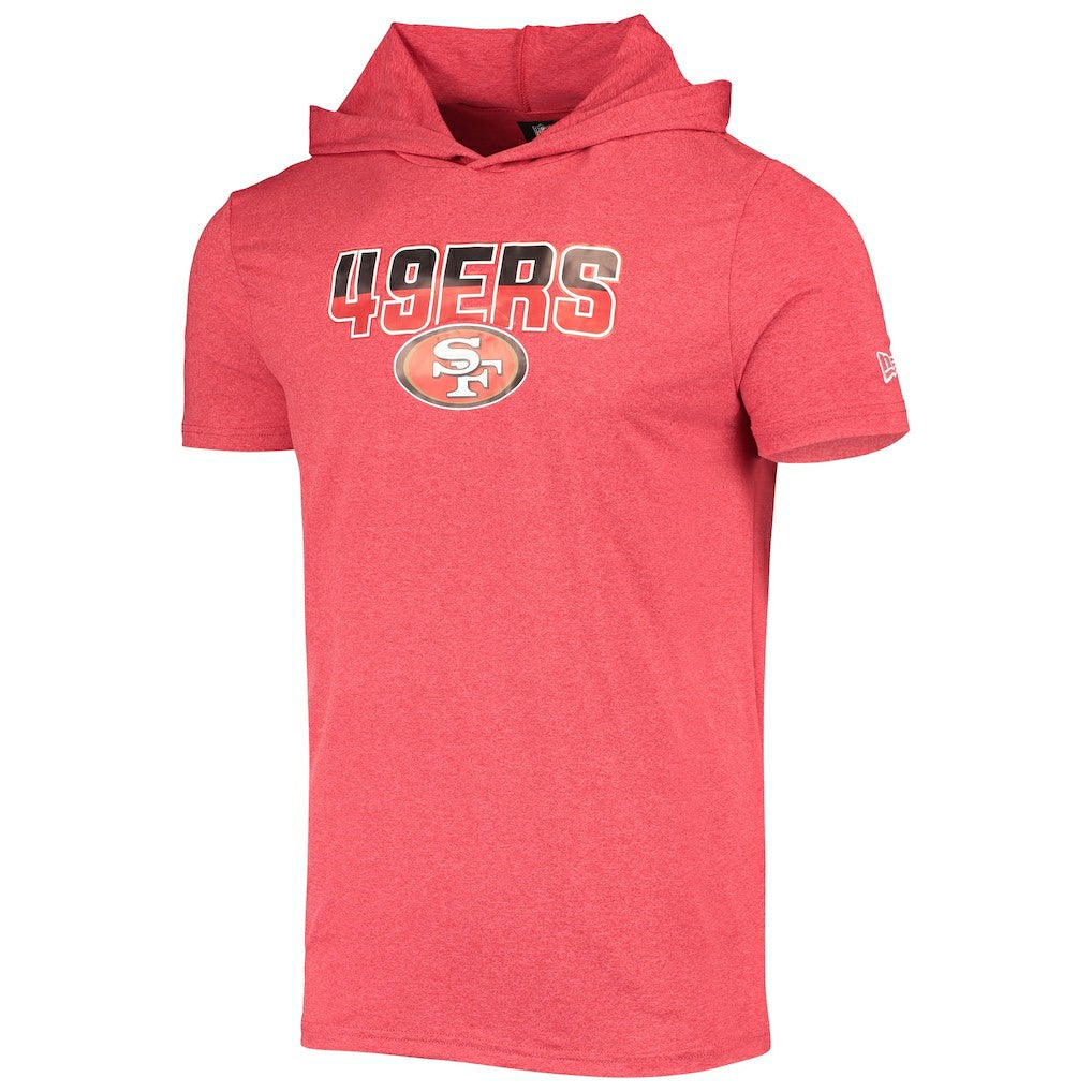 San Francisco 49ers New Era Team Brushed Hoodie T-Shirt Heathered Red | NFL