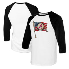 Atlanta Braves Tiny Turnip Youth Baseball Flag Raglan 3/4 Sleeve T-Shirt - MLB