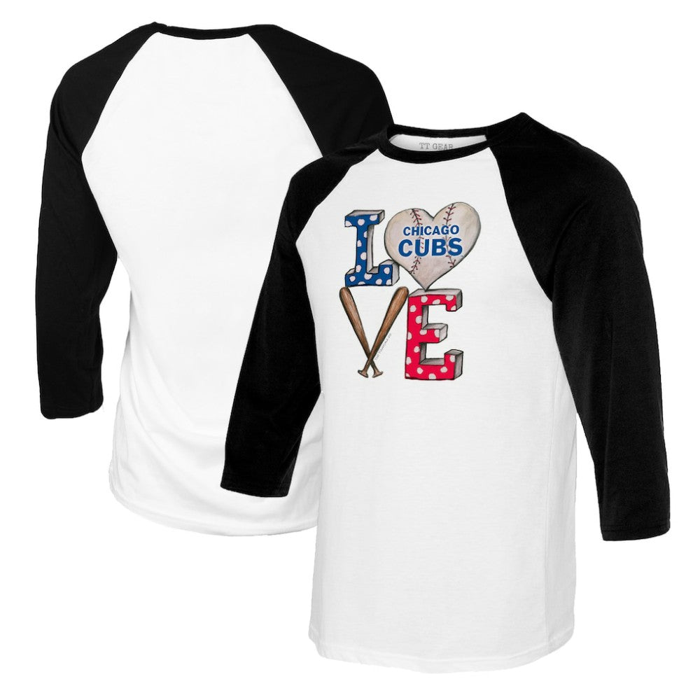 Chicago Cubs Tiny Turnip Women's Baseball Love Raglan 3/4-Sleeve T-Shirt - MLB