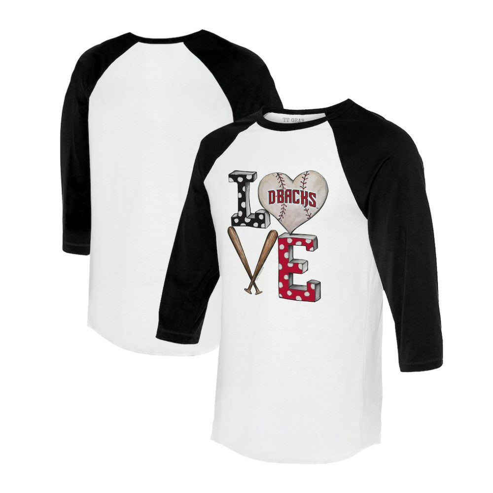 Arizona Diamondbacks Tiny Turnip Women's Baseball Love Raglan 3/4-Sleeve T-Shirt - MLB