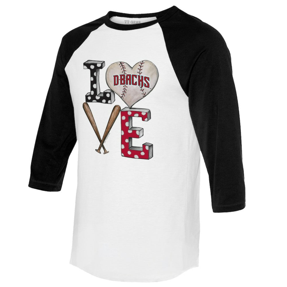 Arizona Diamondbacks Tiny Turnip Women's Baseball Love Raglan 3/4-Sleeve T-Shirt - MLB