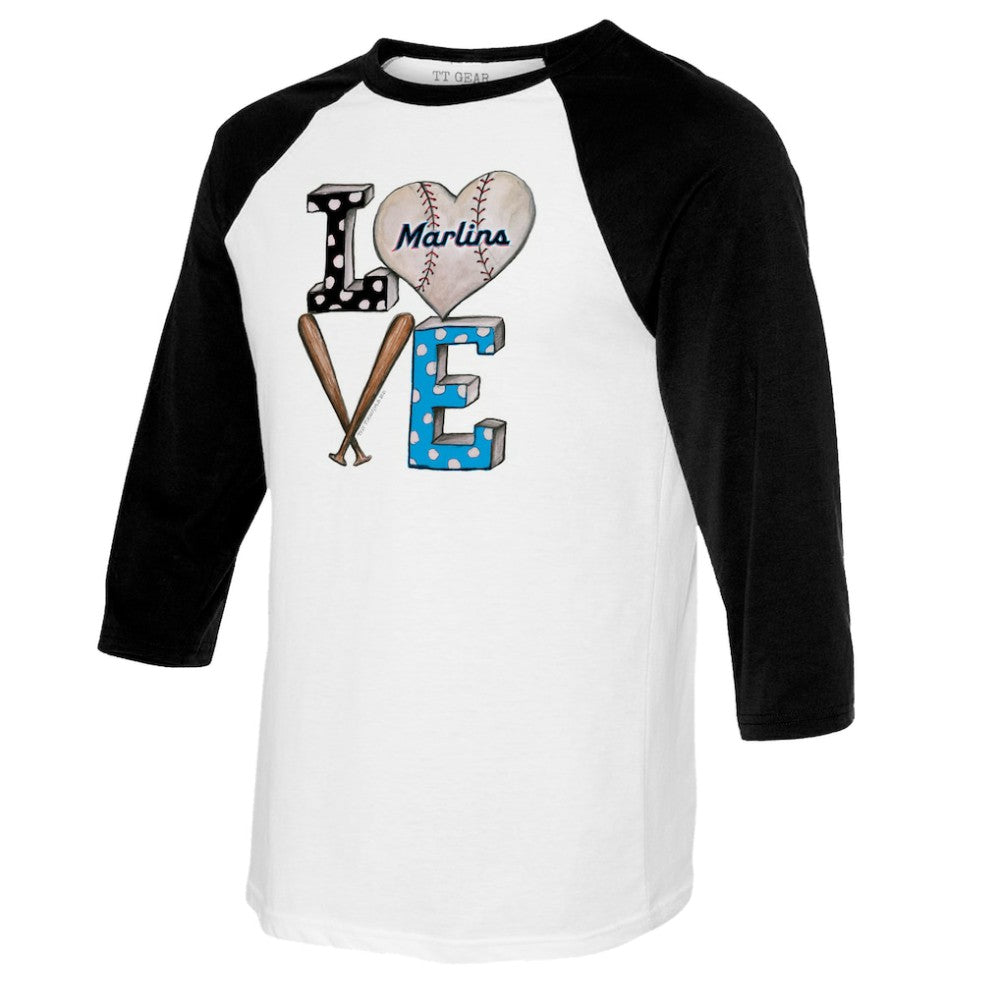 Miami Marlins Tiny Turnip Women's Baseball Love Raglan 3/4-Sleeve T-Shirt - MLB