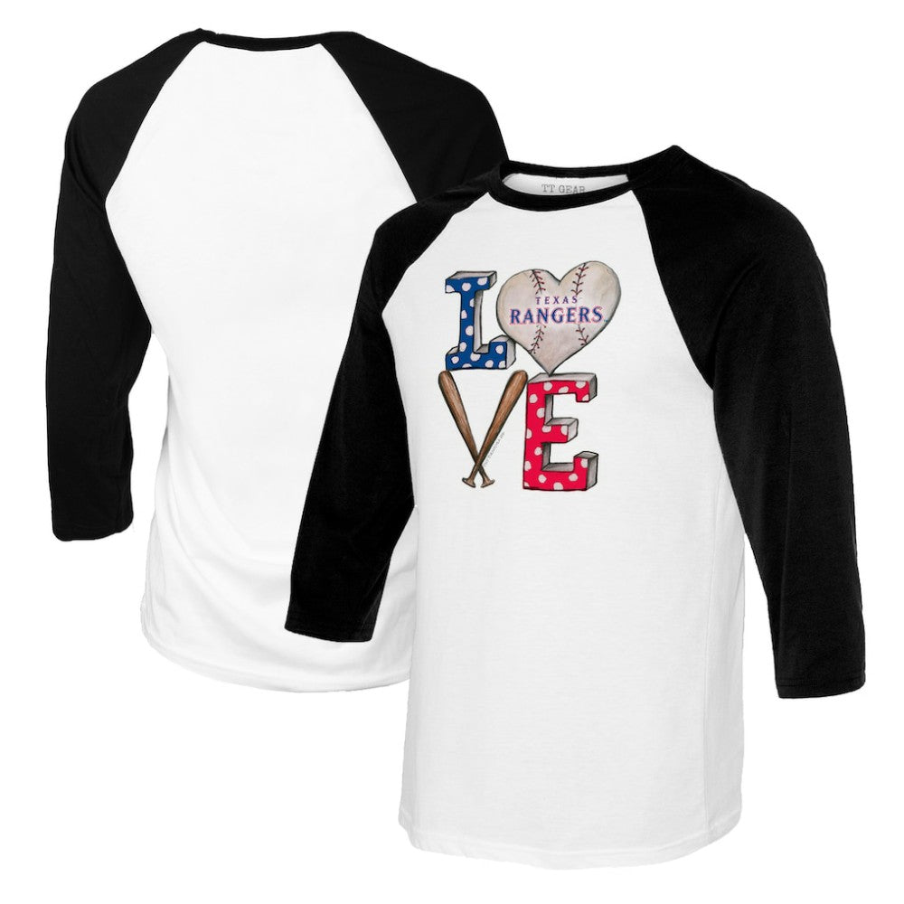 Texas Rangers Tiny Turnip Women's Baseball Love Raglan 3/4-Sleeve T-Shirt - MLB