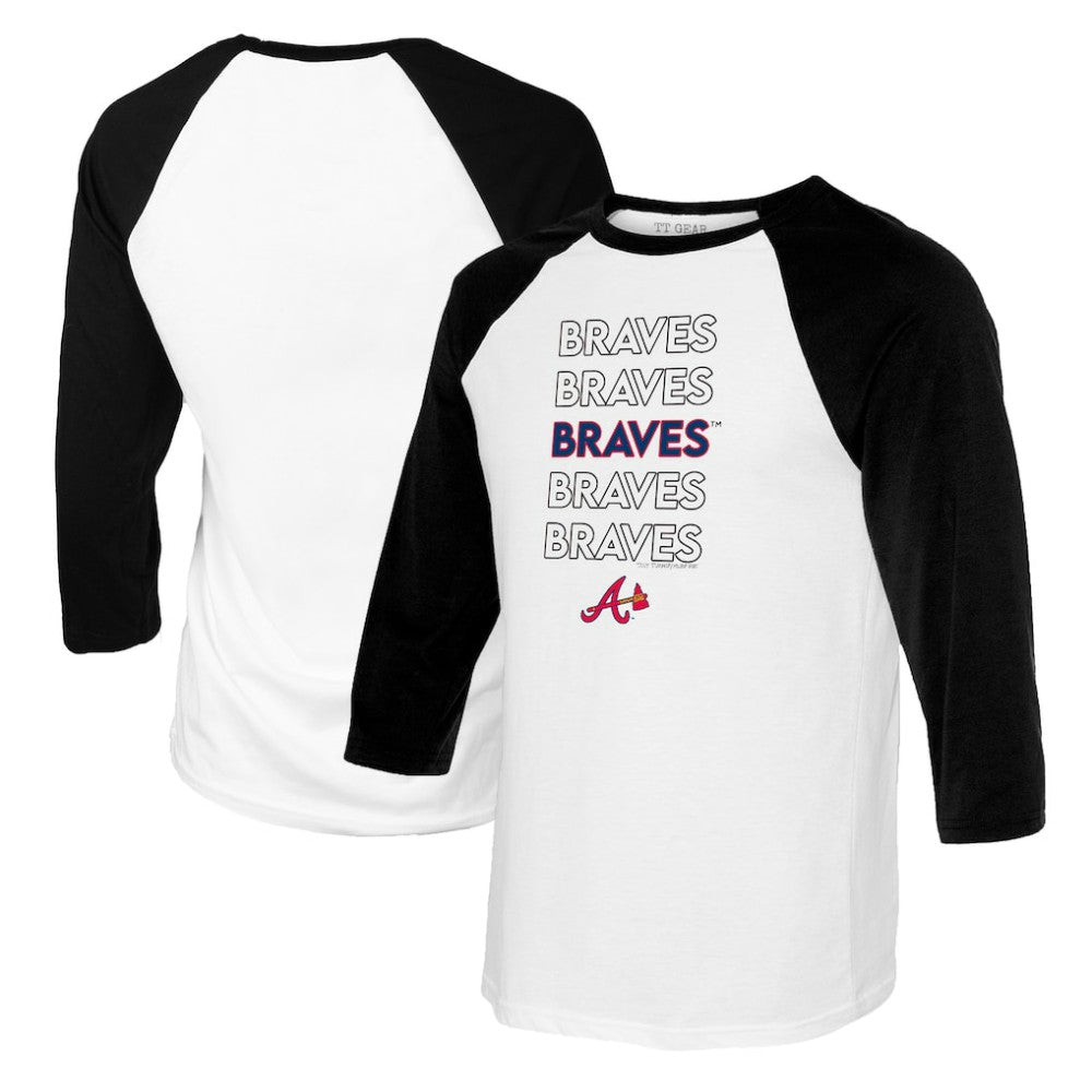 Atlanta Braves Tiny Turnip Youth Stacked Raglan 3/4 Sleeve T-Shirt - MLB