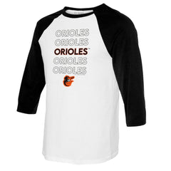 Baltimore Orioles Tiny Turnip Youth Stacked Raglan 3/4 Sleeve T-Shirt - MLB