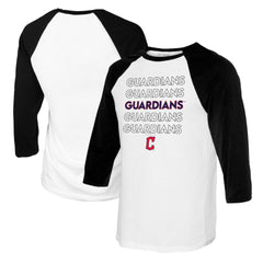 Cleveland Guardians Tiny Turnip Youth Stacked Raglan 3/4 Sleeve T-Shirt - MLB