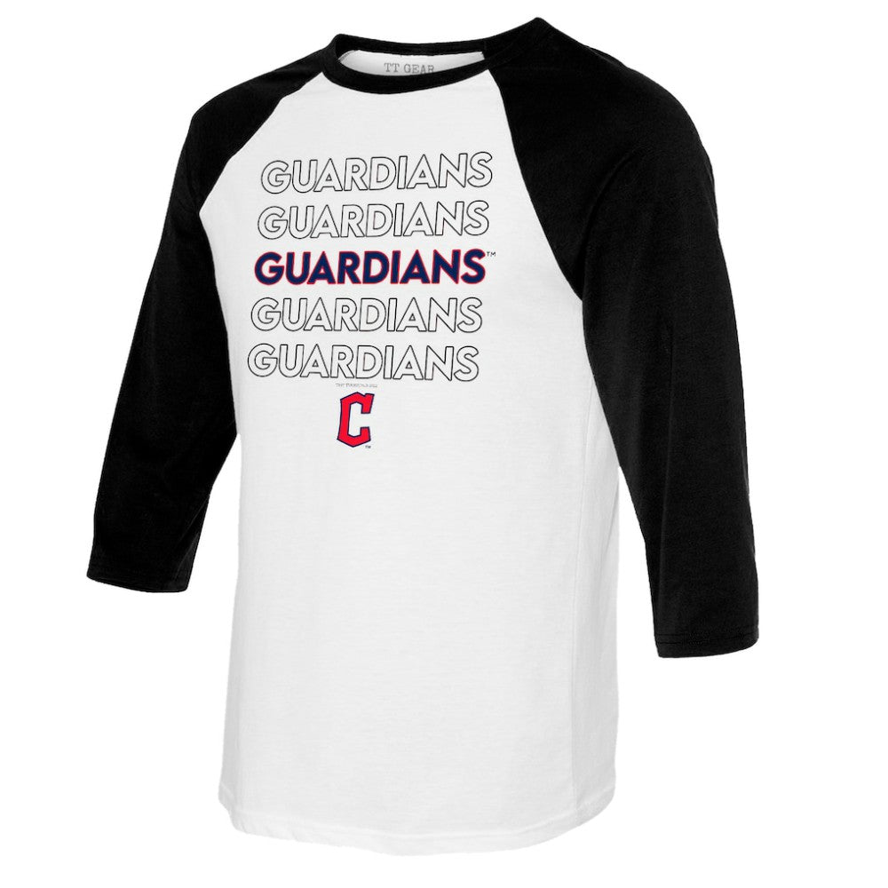 Cleveland Guardians Tiny Turnip Youth Stacked Raglan 3/4 Sleeve T-Shirt - MLB