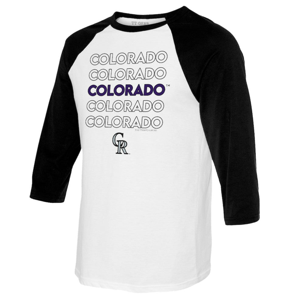 Colorado Rockies Tiny Turnip Youth Stacked Raglan 3/4 Sleeve T-Shirt - MLB