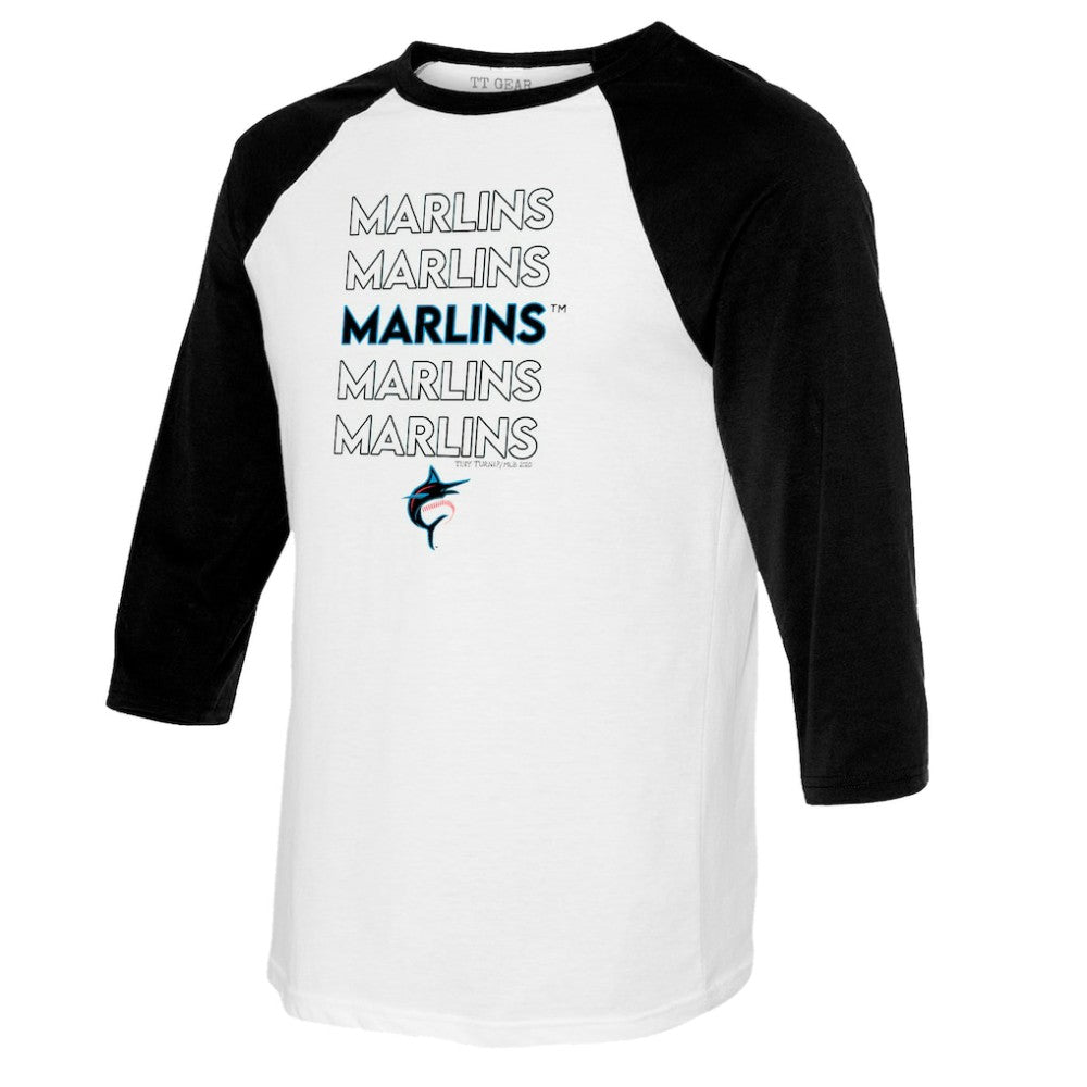 Miami Marlins Tiny Turnip Youth Stacked Raglan 3/4 Sleeve T-Shirt - MLB