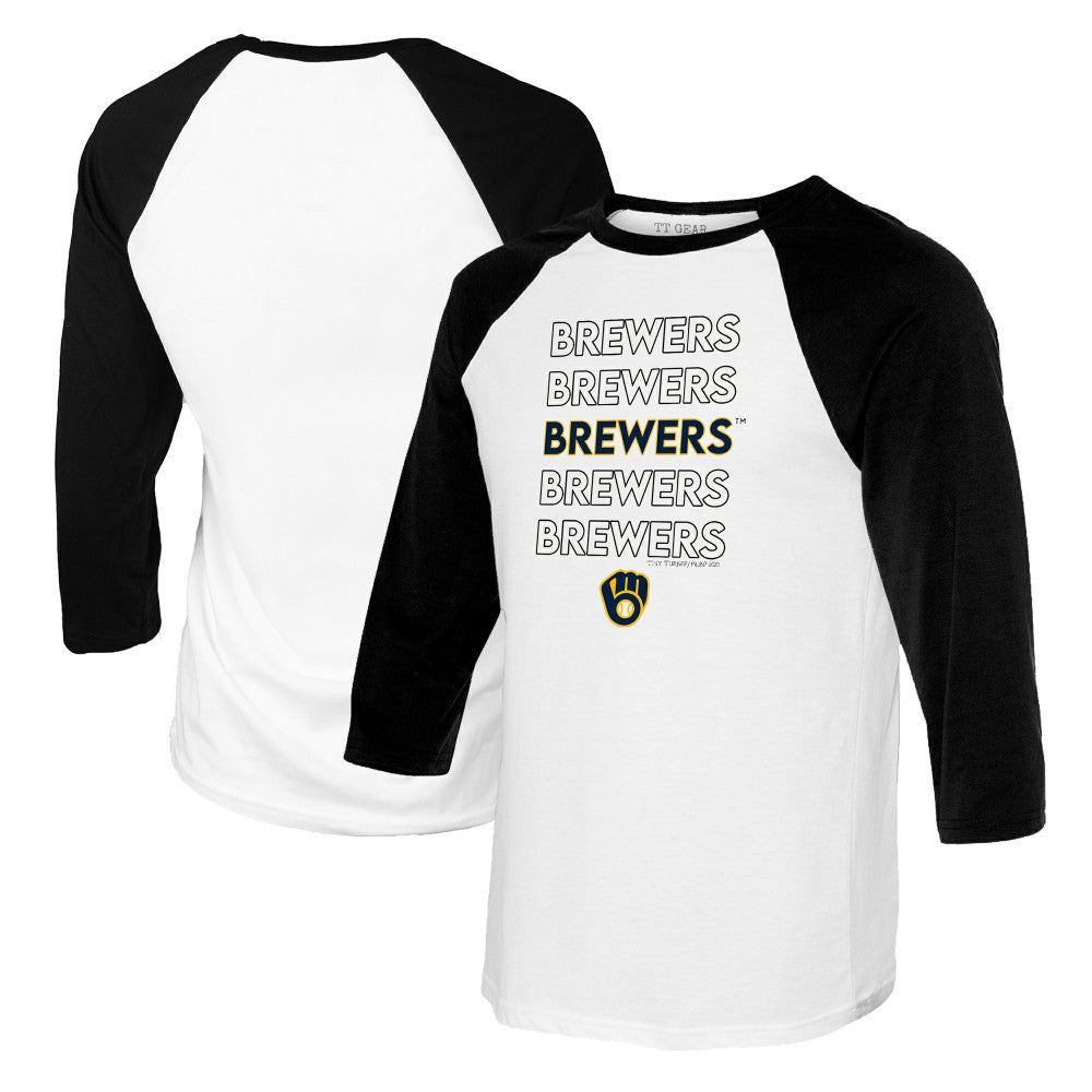 Milwaukee Brewers Tiny Turnip Youth Stacked Raglan 3/4 Sleeve T-Shirt - MLB