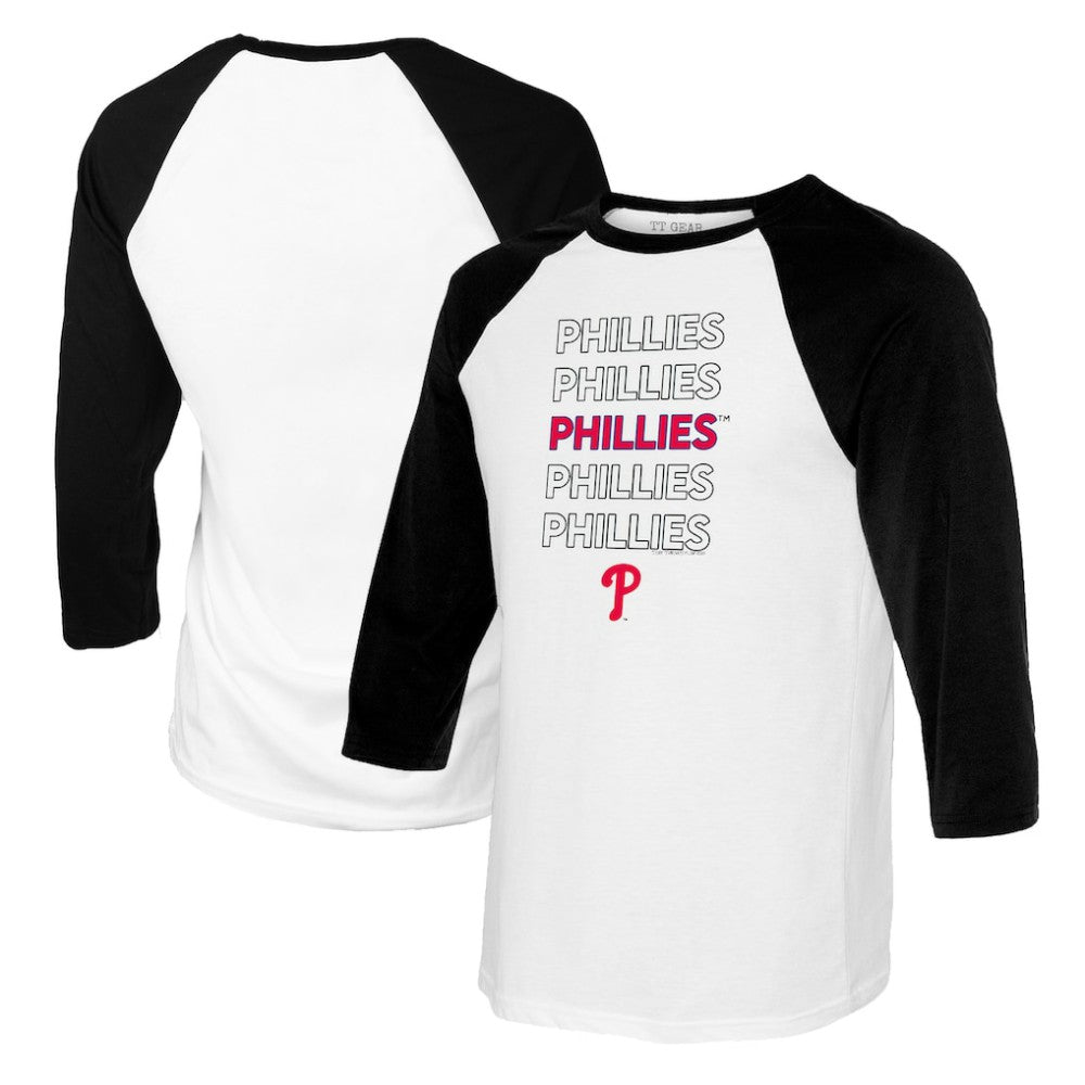 Philadelphia Phillies Tiny Turnip Youth Stacked Raglan 3/4 Sleeve T-Shirt - MLB