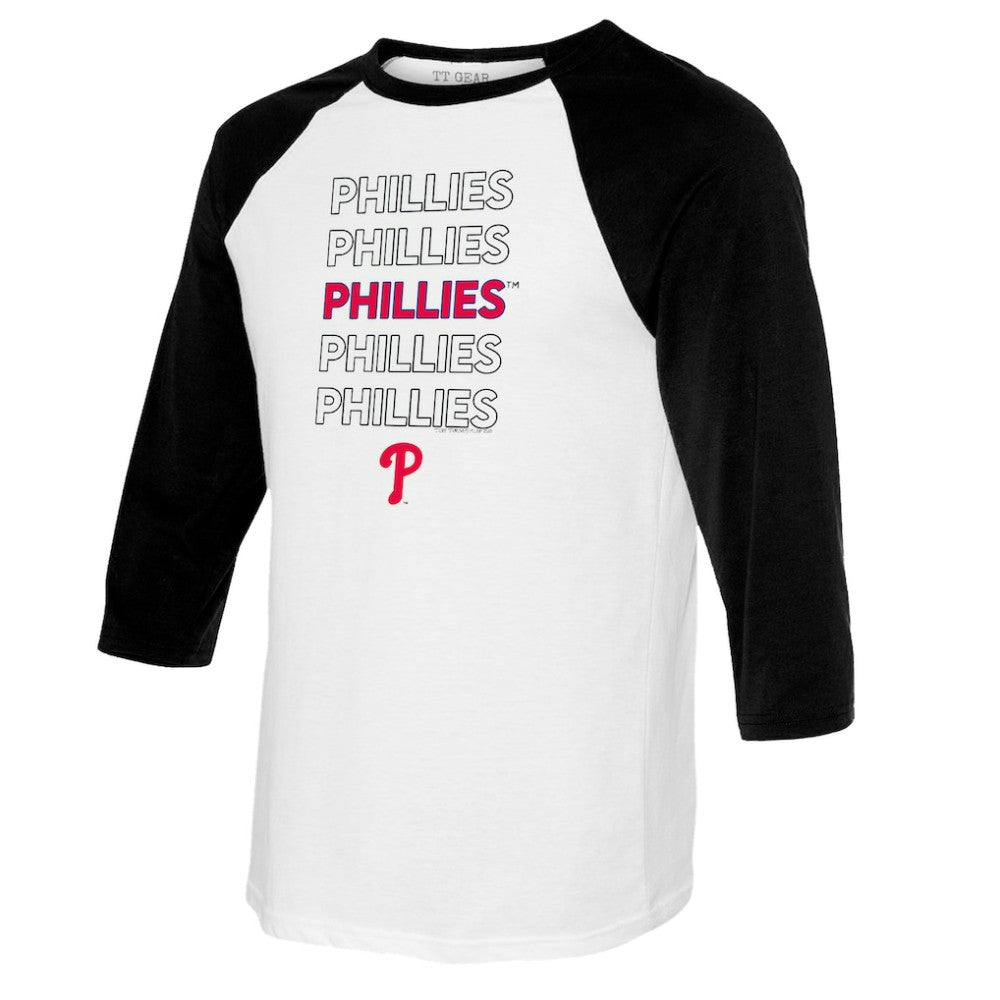 Philadelphia Phillies Tiny Turnip Youth Stacked Raglan 3/4 Sleeve T-Shirt - MLB