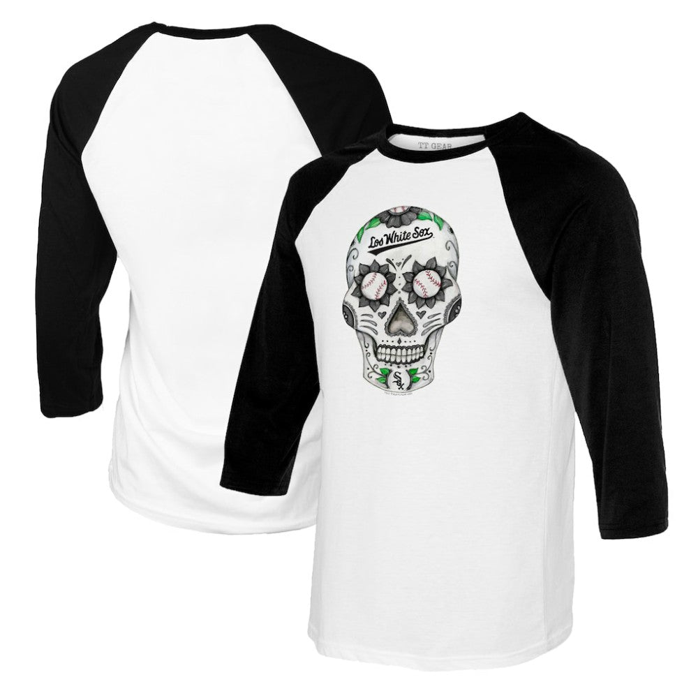 Chicago White Sox Tiny Turnip Women's Sugar Skull 3/4-Sleeve Raglan T-Shirt - MLB