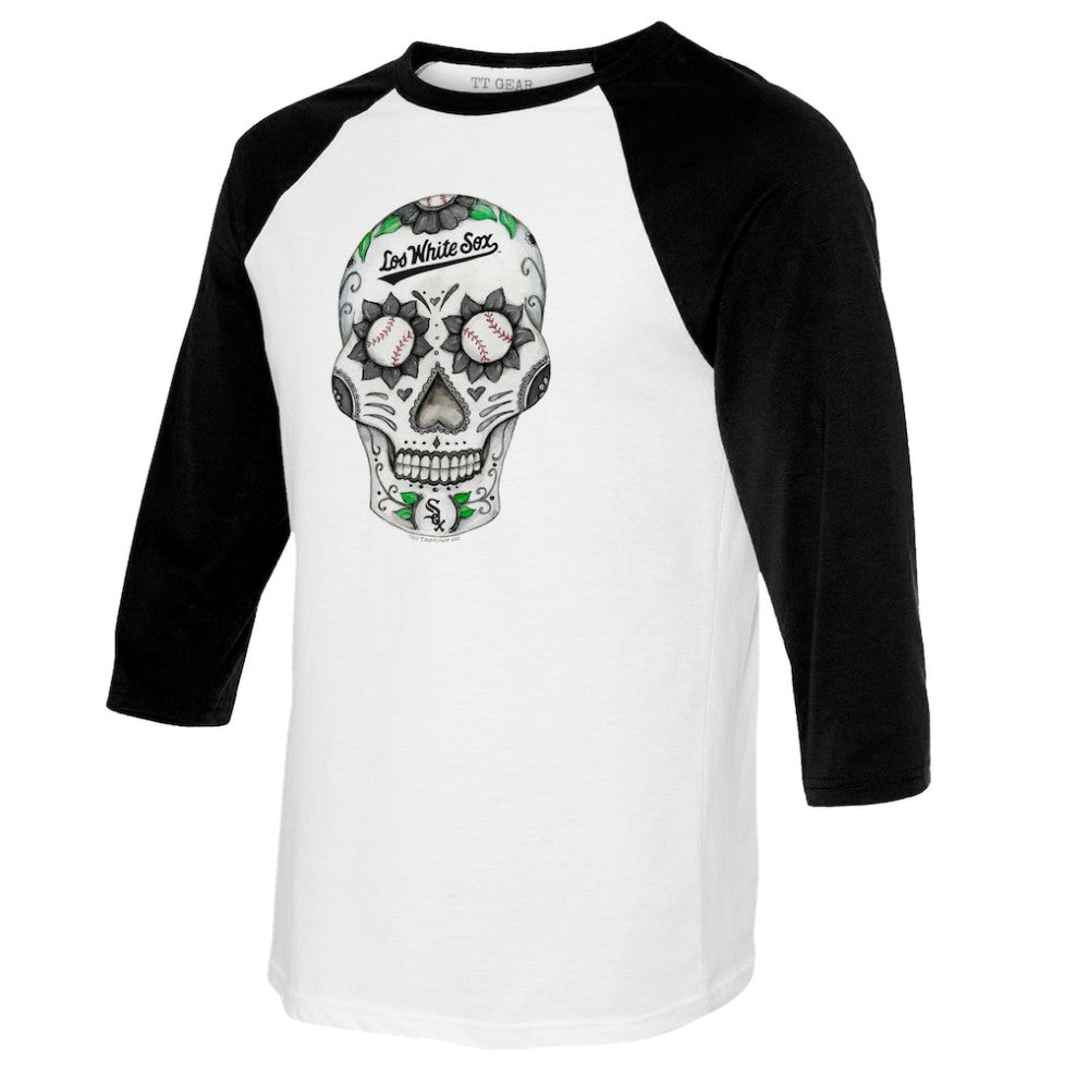 Chicago White Sox Tiny Turnip Women's Sugar Skull 3/4-Sleeve Raglan T-Shirt - MLB