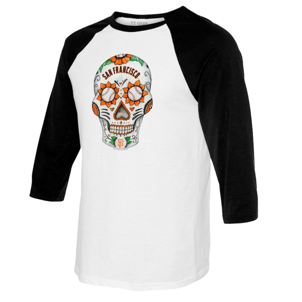 San Francisco Giants Tiny Turnip Women's Sugar Skull 3/4-Sleeve Raglan T-Shirt - MLB