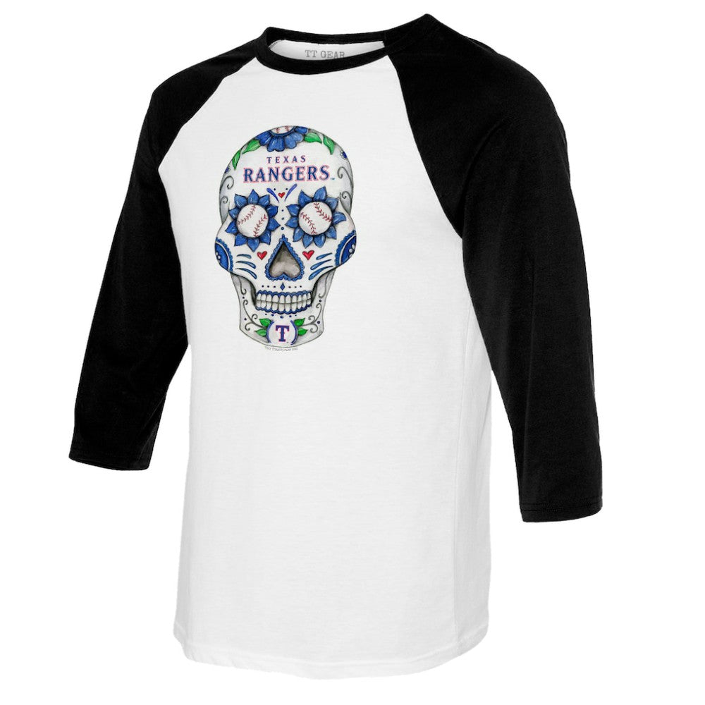 Texas Rangers Tiny Turnip Women's Sugar Skull 3/4-Sleeve Raglan T-Shirt - MLB
