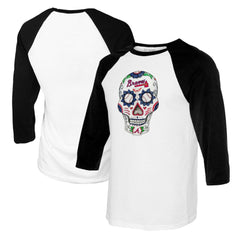 Atlanta Braves Tiny Turnip Youth Sugar Skull Raglan 3/4 Sleeve T-Shirt - MLB