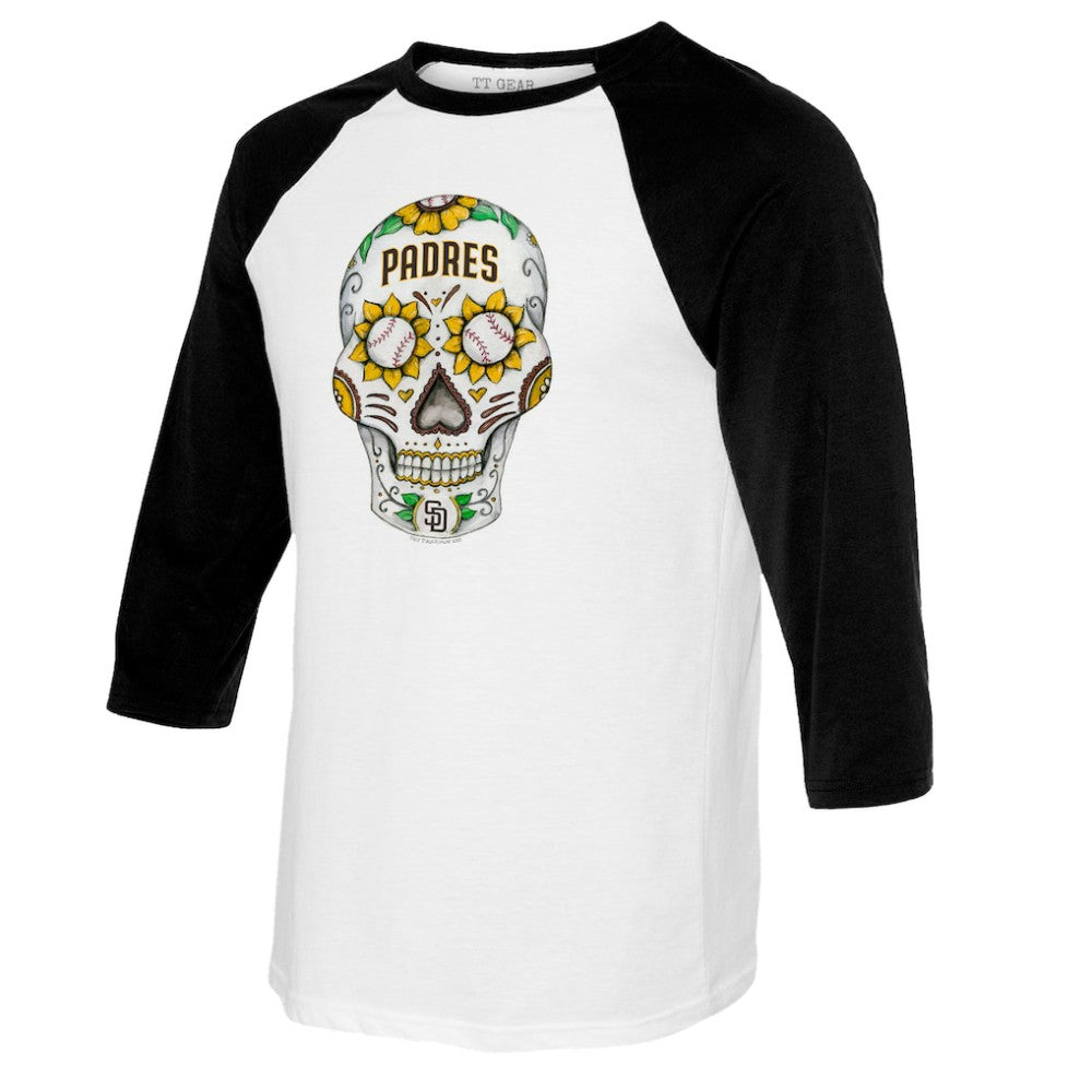 San Diego Padres Tiny Turnip Youth Sugar Skull Raglan 3/4 Sleeve T-Shirt - MLB