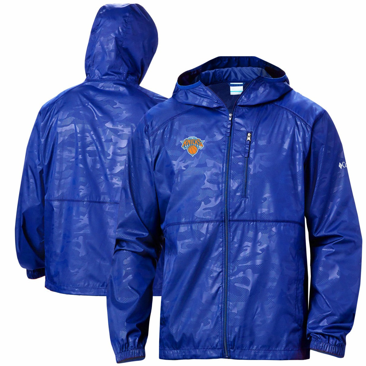 New York Knicks Camo Flash Forward Full-Zip Windbreaker Jacket Blue - NBA