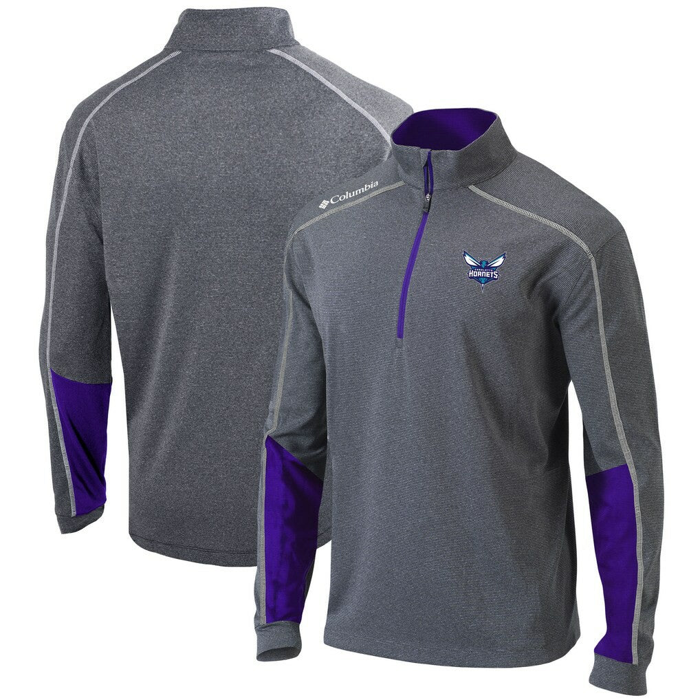 Charlotte Hornets Omni-Wick Shotgun 2.0 Quarter-Zip Pullover Top Heathered Gray/Purple - NBA