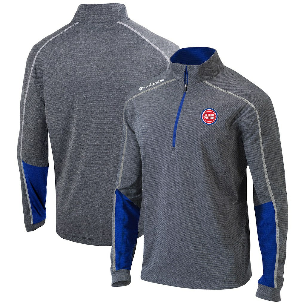 Detroit Pistons Omni-Wick Shotgun 2.0 Quarter-Zip Pullover Top Heathered Gray/Blue - NBA