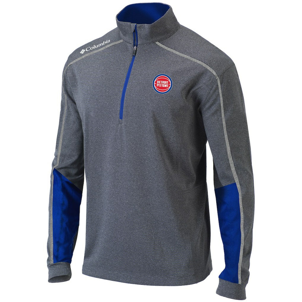 Detroit Pistons Omni-Wick Shotgun 2.0 Quarter-Zip Pullover Top Heathered Gray/Blue - NBA