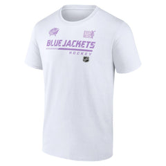 Columbus Blue Jackets NHL Hockey Fights Cancer T-Shirt - White - NHL