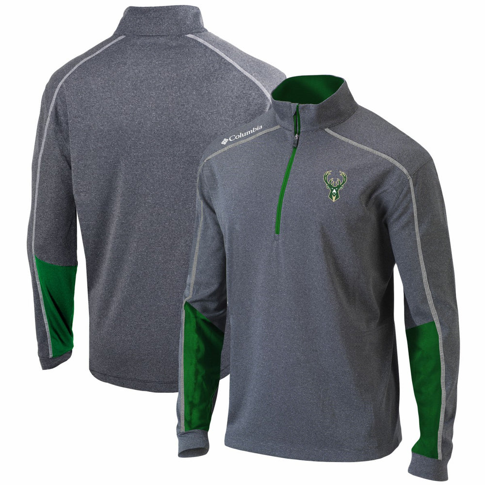 Milwaukee Bucks Omni-Wick Shotgun 2.0 Quarter-Zip Pullover Top Heathered Gray/Green - NBA