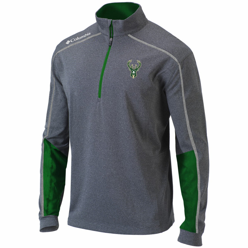 Milwaukee Bucks Omni-Wick Shotgun 2.0 Quarter-Zip Pullover Top Heathered Gray/Green - NBA