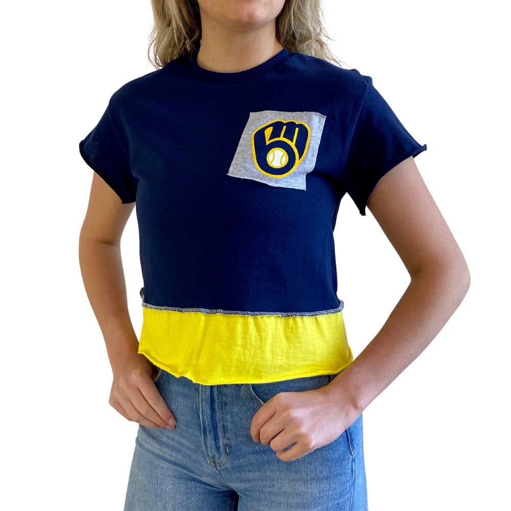 Milwaukee Brewers Refried Apparel Women's Cropped T-Shirt - MLB