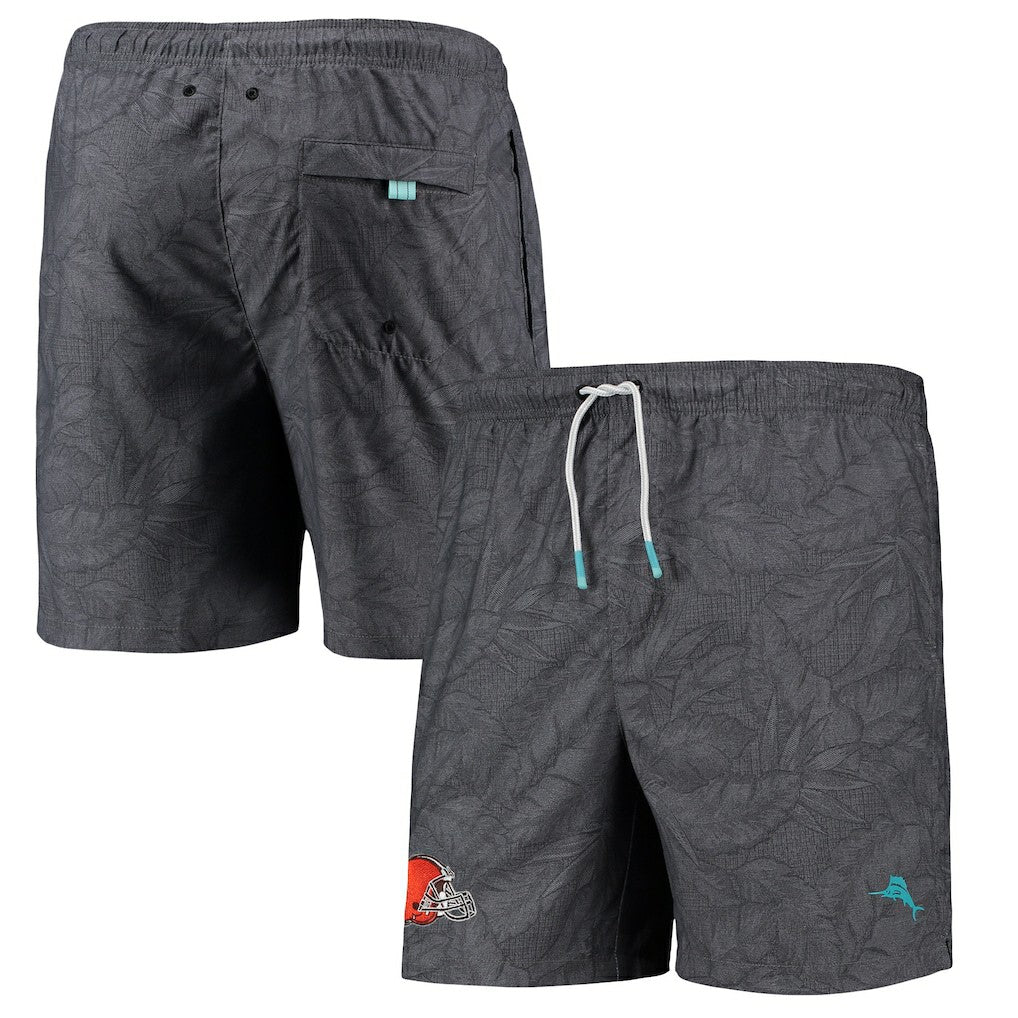 Cleveland Browns Naples Layered Leaves Swim Trunks Black | Tommy Bahama