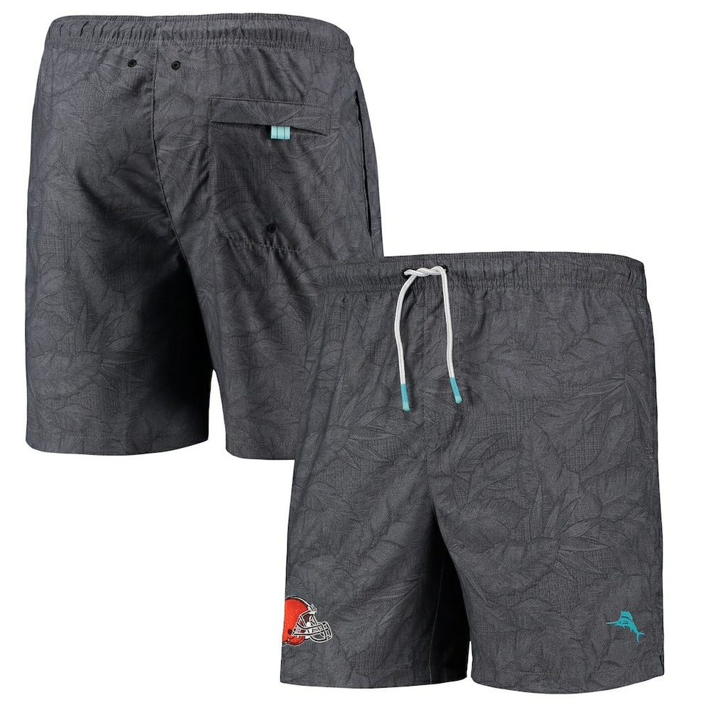 Cleveland Browns Naples Layered Leaves Swim Trunks Black | Tommy Bahama
