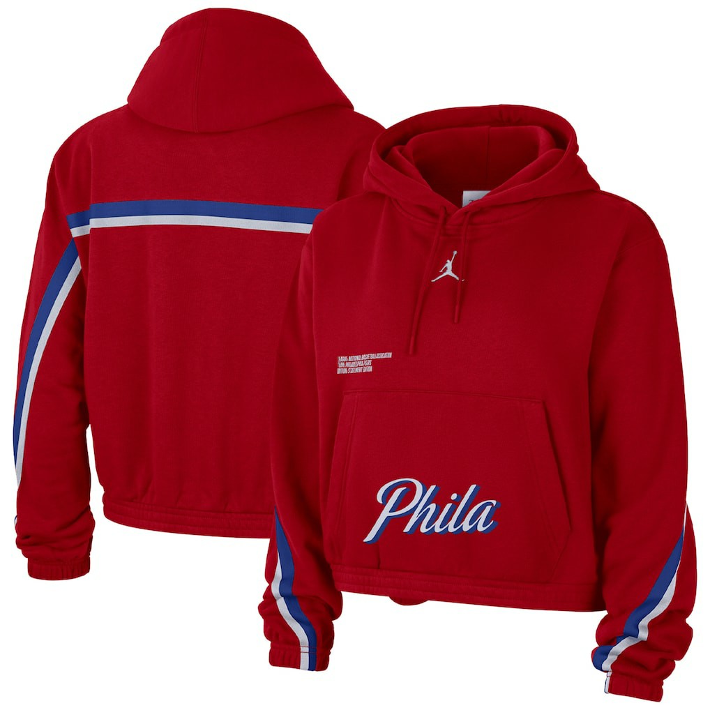 Philadelphia 76ers Jordan Brand Women's Courtside Statement Edition Pullover Hoodie Red - NBA
