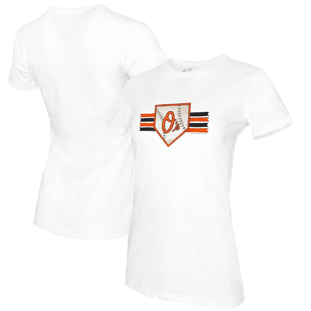 Baltimore Orioles Tiny Turnip Women's Base Stripe T-Shirt - MLB