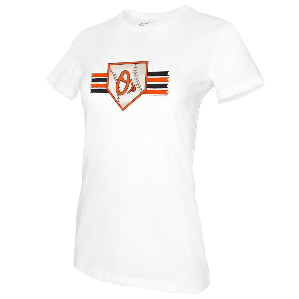 Baltimore Orioles Tiny Turnip Women's Base Stripe T-Shirt - MLB